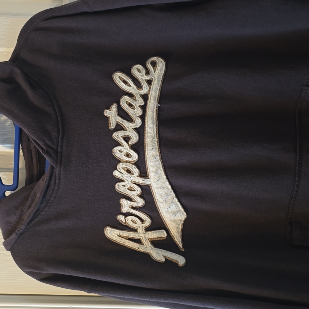 AEROSPOSTALE SIGNATURE BRAND MEN'S PULLOVER DARK GRAY HOODIE SIZE LARGE